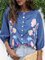 Women V-Neck Floral-Print Vintage Blouses