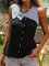 Color-Block V-Neck Sleeveless Button Up Casual Tank Tops
