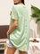 Back Button Design V-Neck Solid Cotton-Blend Casual T-Shirts