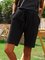 Beach Casual Black Cotton-Blend Shorts
