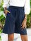 Cotton-Blend Solid Elasit Waistline Loose Shorts