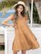 Coffee Short Sleeve Swing Dresses