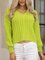 Green Long Sleeve V Neck Cotton-Blend Plain Sweater