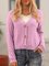 Purple Paneled Plain Casual Cotton-Blend Sweater