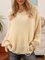 Apricot Plain Long Sleeve V Neck Cotton-Blend Sweater