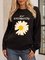 Black Floral Paneled Long Sleeve Casual Sweater