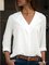 Solid Color V-neck Long-sleeved Blouse