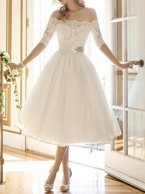 White Off the Shoulder Prom Dress