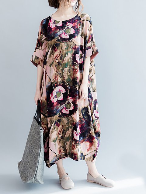 crew neck floral printed shift dress crew neck floral printed shift dress