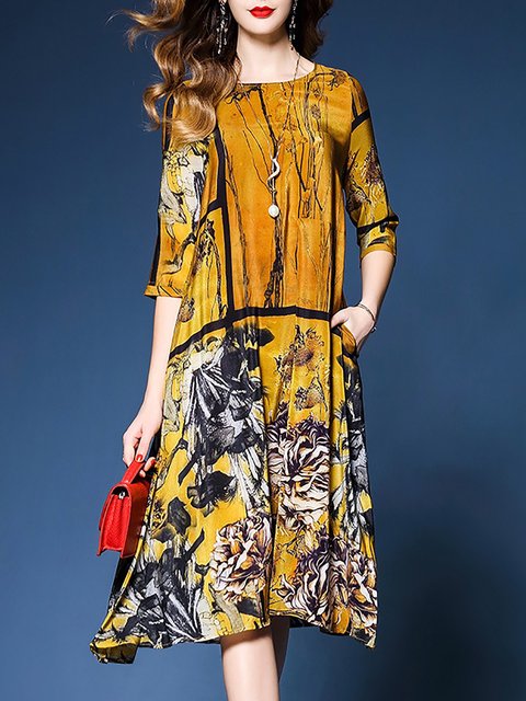 Summer Dress Off Shoulder Chiffon Half Sleeve Floral Print Plus Size Dresses For Women