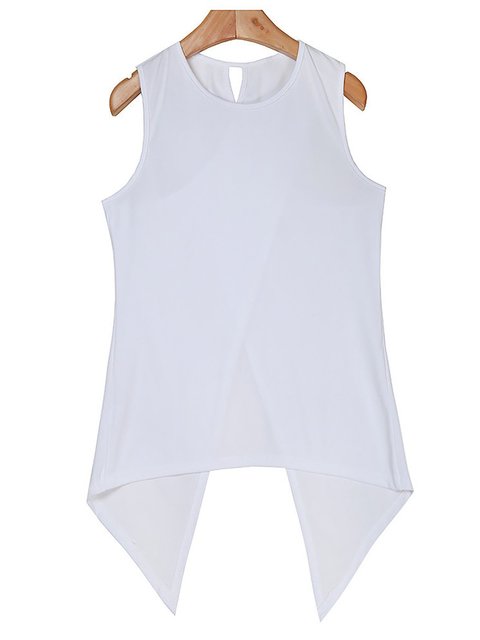 round neck cutout plain sleeveless t shirts