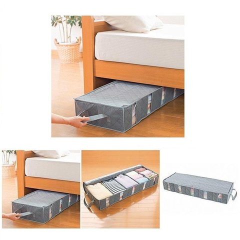 Charcoal Storage Bags Folding Under Bed Organizer 52l 5 Slots Underbed Bamboo Charcoal Storage Bags Folding Under Bed Organizer 52l