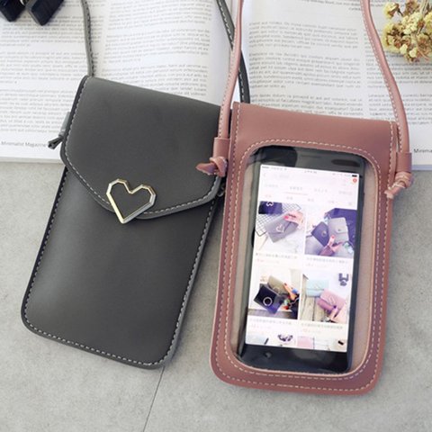 Touch Screen Vintage Buckle PU Casual Phone Bag Purse Crossbody Bags - 0