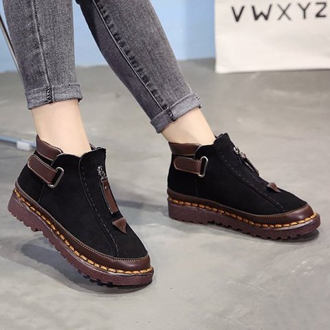 Womens New Style Chelsea Platform Flat Bottom Martin Ankle Boots ...