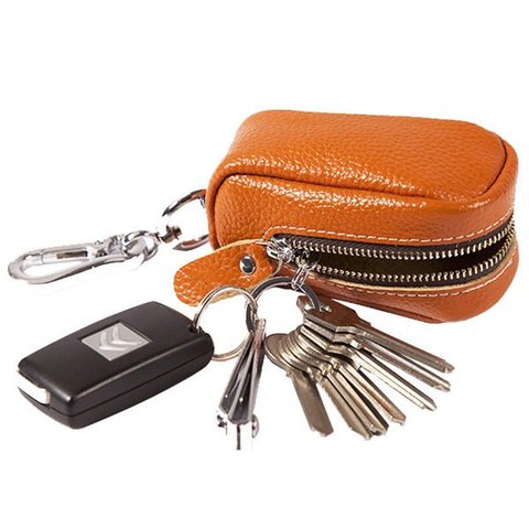 Unisex Genuine Leather Car Key Holder House Key Holder Purse Bag - 0