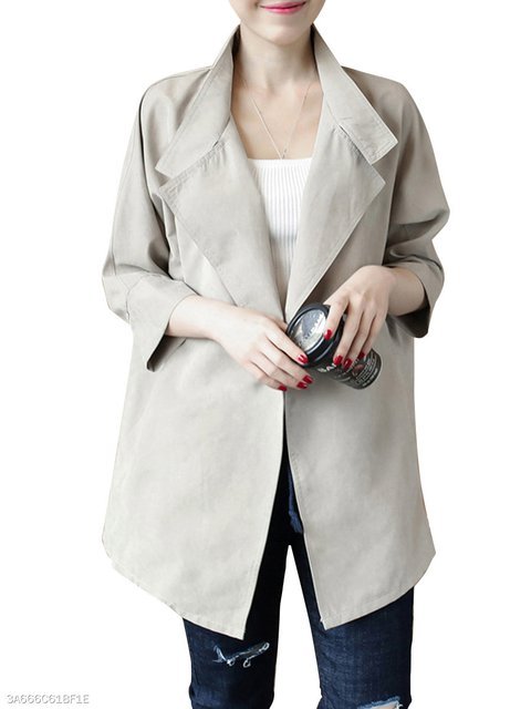 Single Sleeve Plain Trench Coats Long Button 6nSqAW6gz