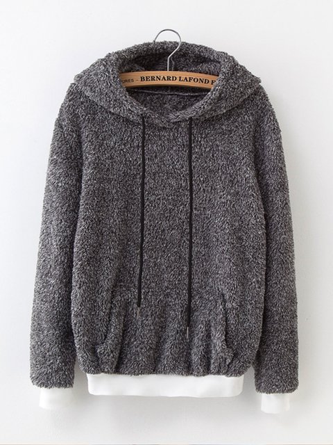 Drawstring Slit Pocket Patchwork Hoodies Drawstring Slit Pocket Patchwork Hoodies