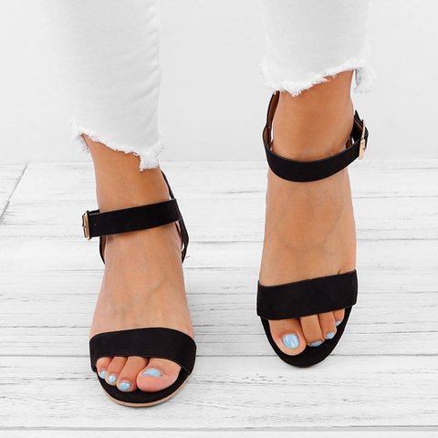 Women Plus Size Wedges Adjustable Buckle Wedge Sandals