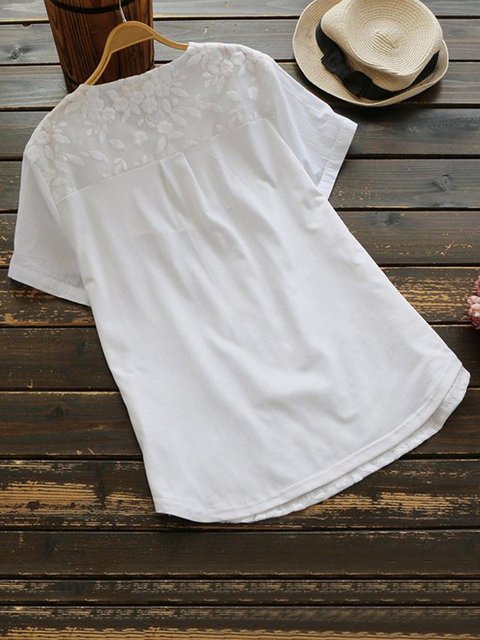 polyester v neck embroidery plain short sleeve short sleeve t shirts