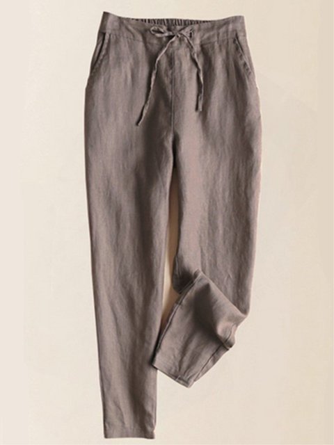 Drawstring Plain Casual Pants Drawstring Plain Casual Pants