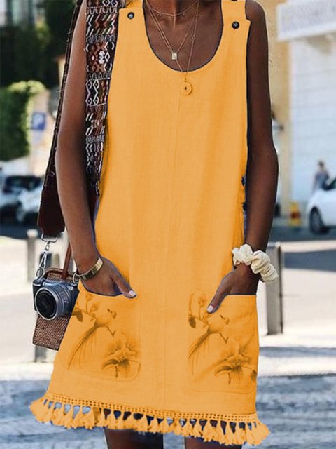 Sleeveless tassel Casual Dresses