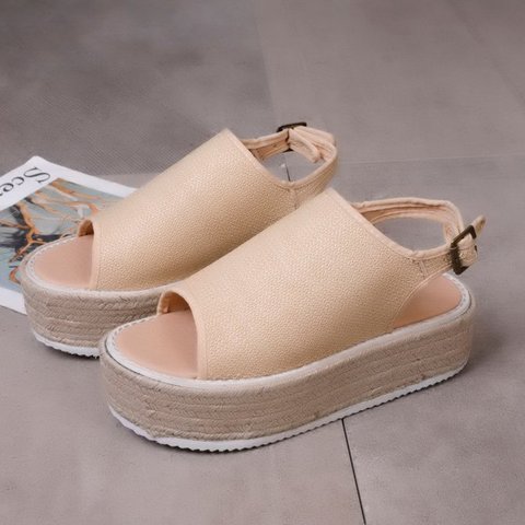 Women's Casual Peep Toe Buckle Strap Platform Sandals