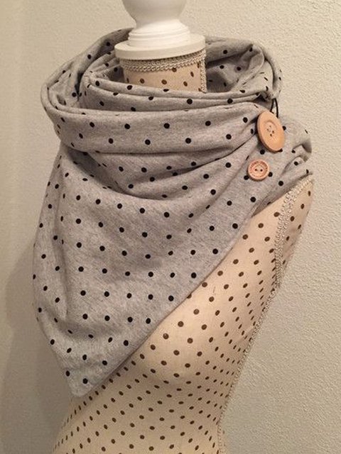 Justfashionnow Polka Dots Gray Scarves Polyester Winter Vintage