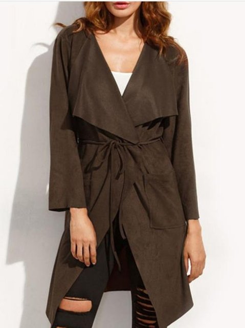 Lapel Plain Casual Coat
