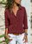 Women Fashion Turn Down Collar Solid V Neck Long Sleeve Blouse