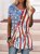 JFN Round Neck American Flag Casual Tunic Tops