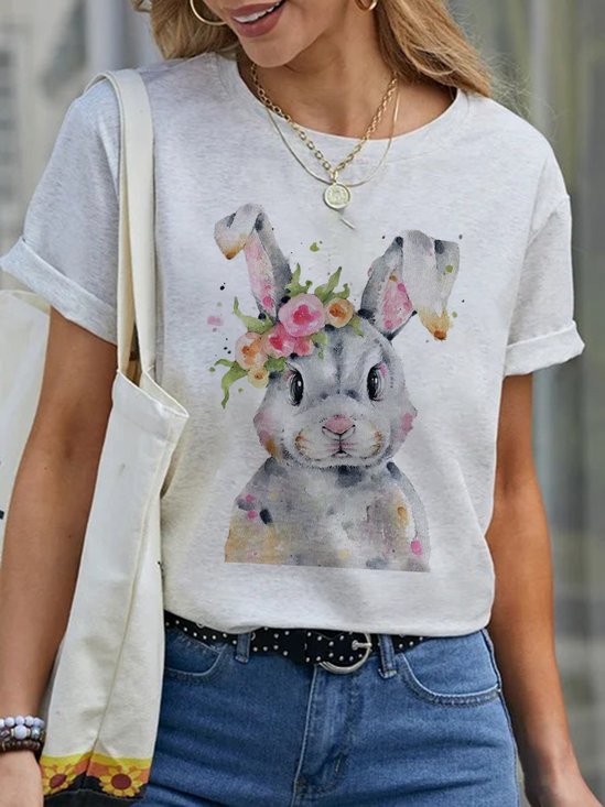 Rabbit Printed Casual T-shirt