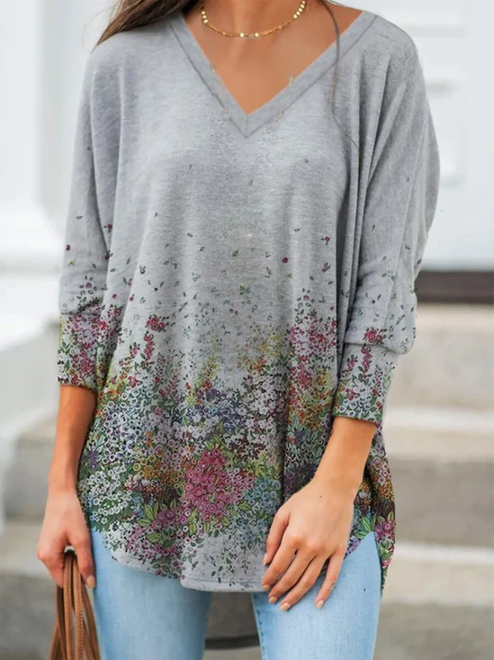 Floral Long Sleeve Casual Shirt & Top