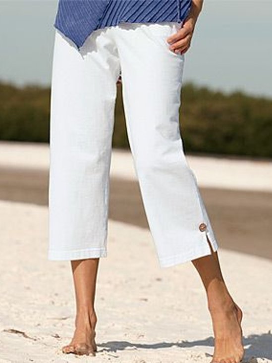 JFN Cotton & Linen Loose Plain Casual Pants