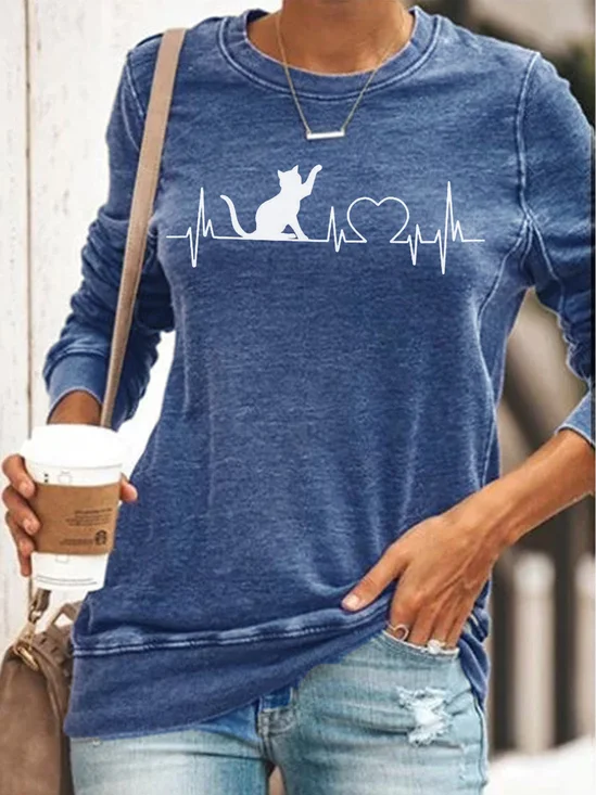 Women's Crew Neck Text Letters Casual Spring/Fall Long Sleeve Sweatshirt