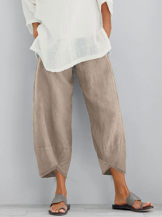 JFN Cotton & Linen Solid Casual Pants