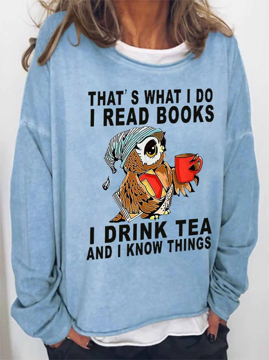 Women's Crew Neck Cat Simple Spring/Fall Long Sleeve Sweatshirt