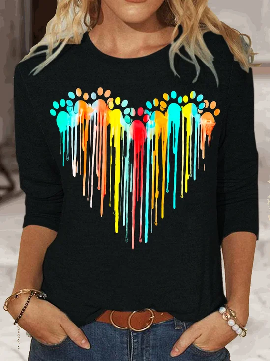 Women's Long Sleeve Blouse Spring/Fall Text Letters Crew Neck Daily Going Out Casual Top