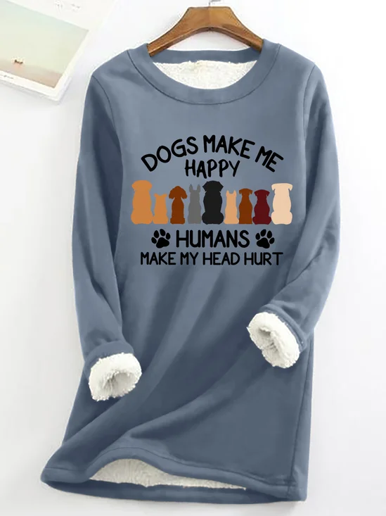 Women's Crew Neck Dog Simple Spring/Fall Long Sleeve Sweatshirt