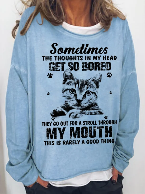 Women's Crew Neck Text Letters Simple Spring/Fall Long Sleeve Sweatshirt