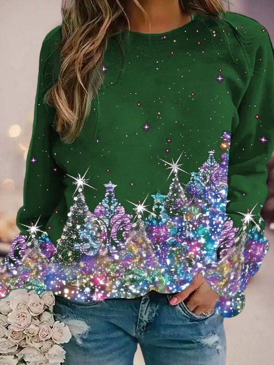 Christmas Holiday Regular Fit Crew Neck Casual Sweatshirt
