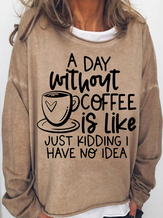 Women Text Letters Crew Neck Casual Spring/Fall Long Sleeve Sweatshirt