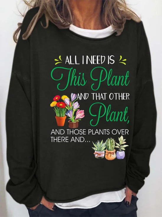 Women's Crew Neck Text Letters Casual Spring/Fall Long Sleeve Sweatshirt