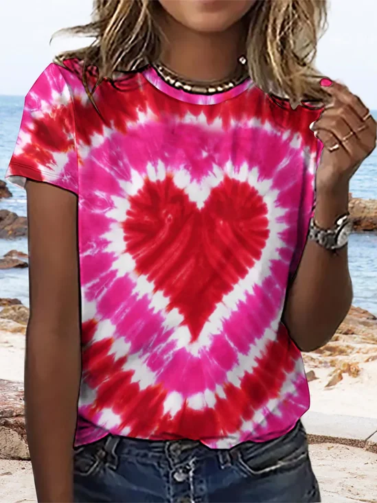 Women's Short Sleeve Tee T-shirt Summer Plaid Crew Neck Casual Top