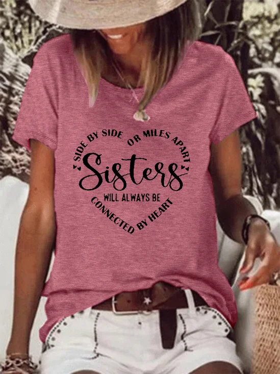 Women's Letter Short Sleeve Tee T-shirt Crew Neck Casual Summer Top