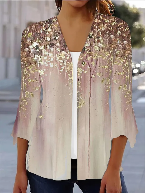 Women's Abstract Floral Spring/Fall Cover-up Casual Lightweight Cardigan