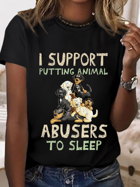 Women's Short Sleeve Tee T-shirt Summer Dog Cotton Crew Neck Daily Going Out Simple Top