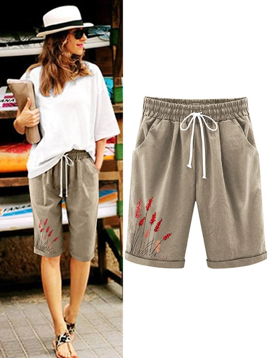 Women Floral Shorts Wide Leg Pants Casual Summer Shorts