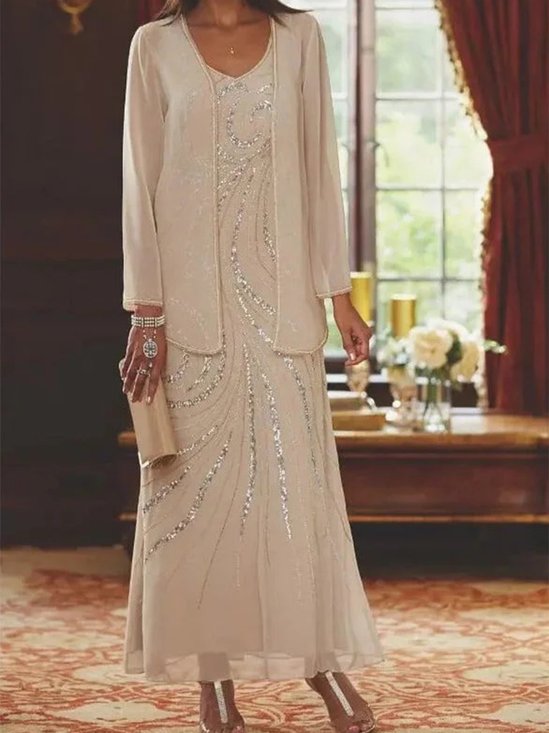 Women's Plain Party Going Out Two Piece Set Long Sleeve Elegant Spring/Fall Coat With Skirt Matching Set