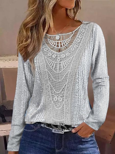 Lace Regular Fit Casual T-Shirt