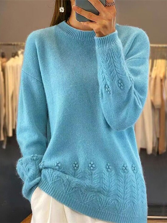 Wool Half Turtleneck Cable Knit Sweater Winter Pullover
